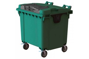 Контейнер для мусора 1100 л на колесах с крышкой TwinLid, зеленый