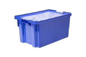 Пластиковый ящик сплошной 600х400х315, синий, с крышкой Safe Pro