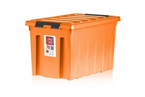 Контейнер на роликах с крышкой Rox Box, 70 л, оранжевый