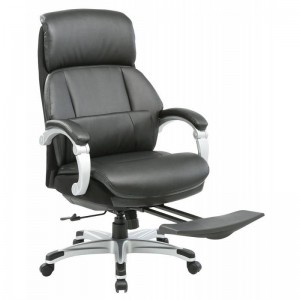 Кресло руководителя Бюрократ _Miro, черный, рециклированная кожа/кожзам, подставка для ног