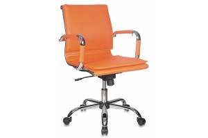 Кресло руководителя Бюрократ CH-993-Low, оранжевый, экокожа (низкая спинка)