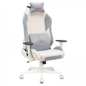 Кресло игровое Zombie EPIC PRO Fabric, белый/серо-голубой (с подголовником)