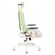 Кресло игровое Zombie EPIC PRO Fabric, белый/зеленый (с подголовником)