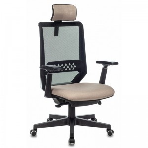 Кресло руководителя Бюрократ EXPERT черный TW-01 сиденье бежевый 38-402 сетка/ткань с подголовником