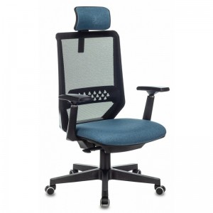 Кресло руководителя Бюрократ EXPERT черный TW-01 сиденье синий 38-415 сетка/ткань (с подголовником)