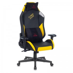 Кресло игровое Zombie HERO CYBERZONE PRO, черный/желтый, экокожа (с подголовником)