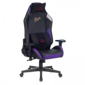 Кресло игровое Zombie HERO JOKER PRO, черный/фиолетовый, экокожа (с подголовником)