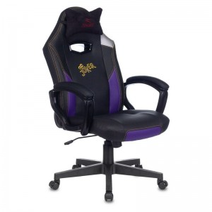 Кресло игровое Zombie HERO JOKER, черный/фиолетовый, экокожа (с подголовником)