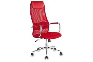 Кресло руководителя Бюрократ KB-9N, красный TW-35N TW-97N, сетка/ткань (с подголовником)