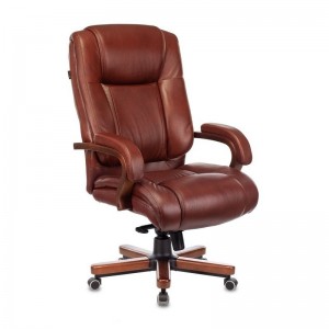 Кресло руководителя Бюрократ T-9925WALNUT, светло-коричневый Leather Eichel, кожа