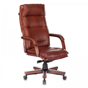 Кресло руководителя Бюрократ T-9927WALNUT, светло-коричневый Leather Eichel, кожа