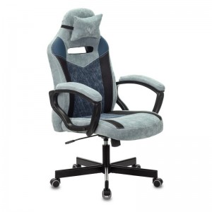 Кресло игровое Zombie VIKING 6 KNIGHT Fabric, серо-голубой (с подголовником)
