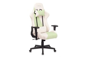 Кресло игровое Zombie VIKING X Fabric, белый/зеленый (с подголовником)