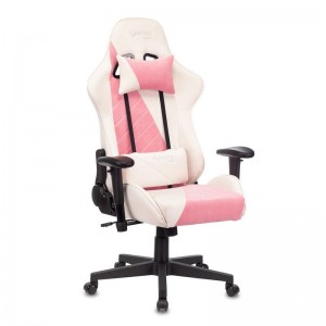 Кресло игровое Zombie VIKING X Fabric, белый/розовый (с подголовником)