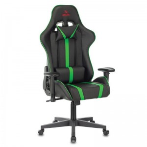 Кресло игровое Zombie A4, черный/зеленый, экокожа (с подголовником)