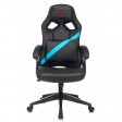 Кресло игровое Zombie DRIVER, черный/голубой, экокожа (с подголовником)