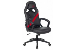 Кресло игровое Zombie DRIVER, черный/красный, экокожа (с подголовником)