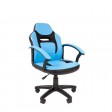 Кресло Chairman Kids 110, экопремиум черный/голубой