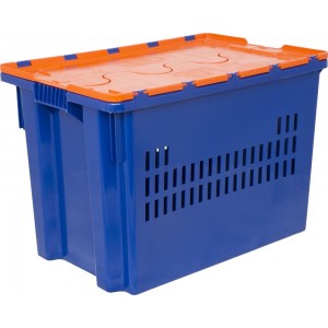 Пластиковый ящик перфорированный 600х400х415, с крышкой Safe Pro