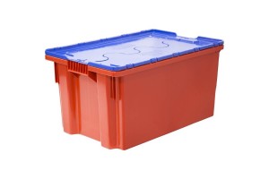 Пластиковый ящик сплошной 600х400х315, красный, с крышкой Safe Pro