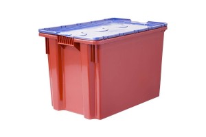 Пластиковый ящик сплошной 600х400х415, красный, с крышкой Safe Pro