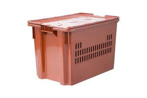 Пластиковый ящик перфорированный 600х400х415, красный, с крышкой Safe Pro